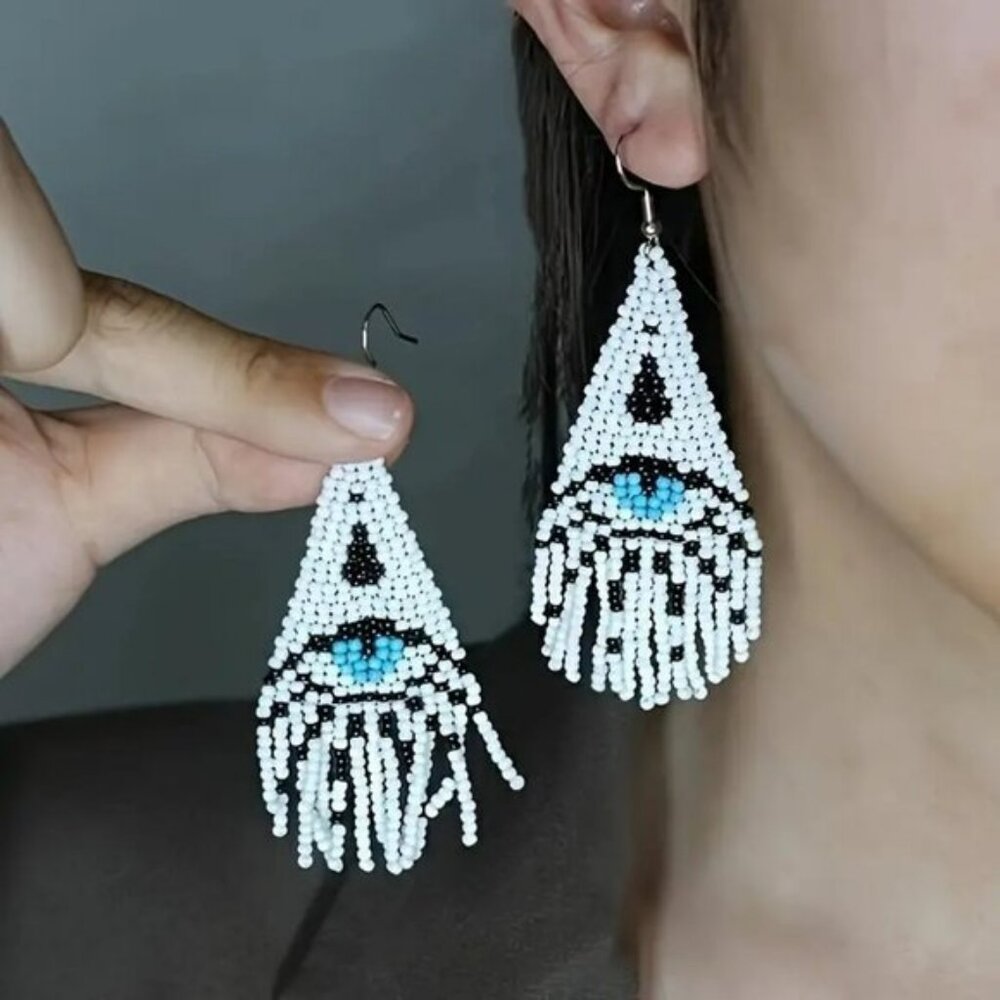 NEW! GLASS BEADED Evil EYE PROTECTION EARRINGS